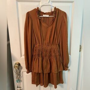 Boho Long Sleeve Brown Fall Dress